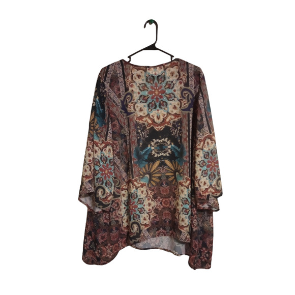 Tanzara 3/4 Bell Sleeve Tunic Top Shirt Blouse Size 22/24 Multicolor 28"L - Picture 2 of 3